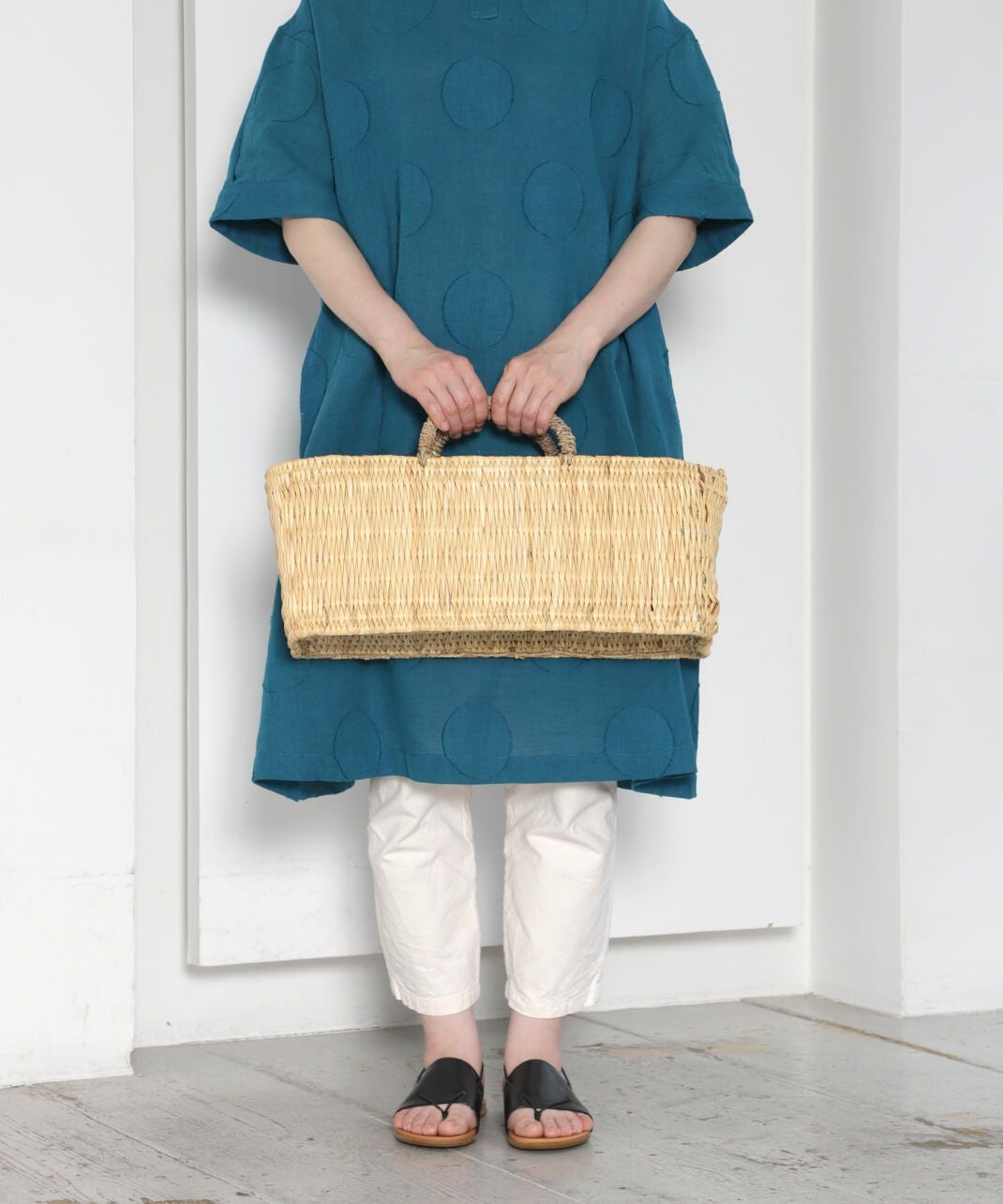 松野屋マルシェカゴ平革2ハンドル M | mumokutekiオンラインストア