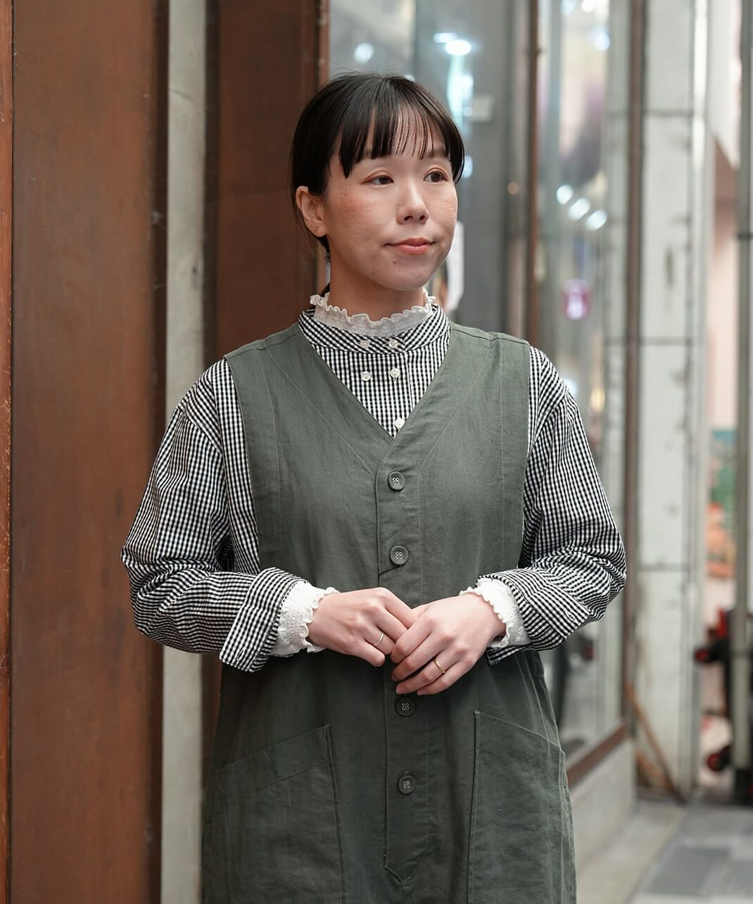 20%off】mumokuteki1枚でもインナーでも着られるシャーリングネック