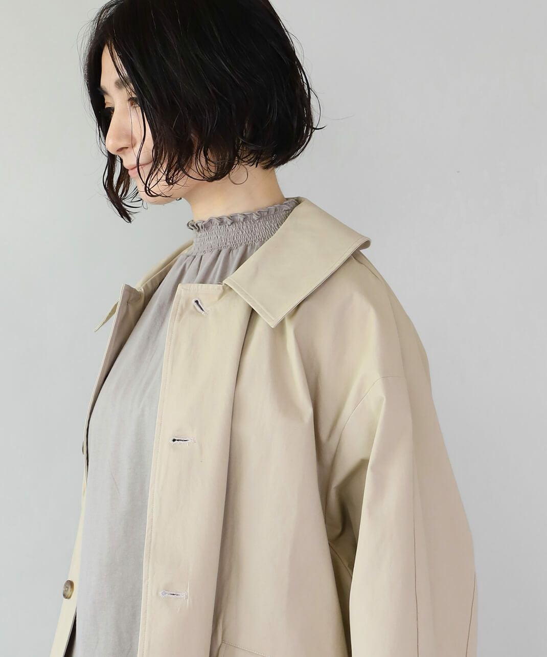 20%off】mumokuteki1枚でもインナーでも着られるシャーリングネック