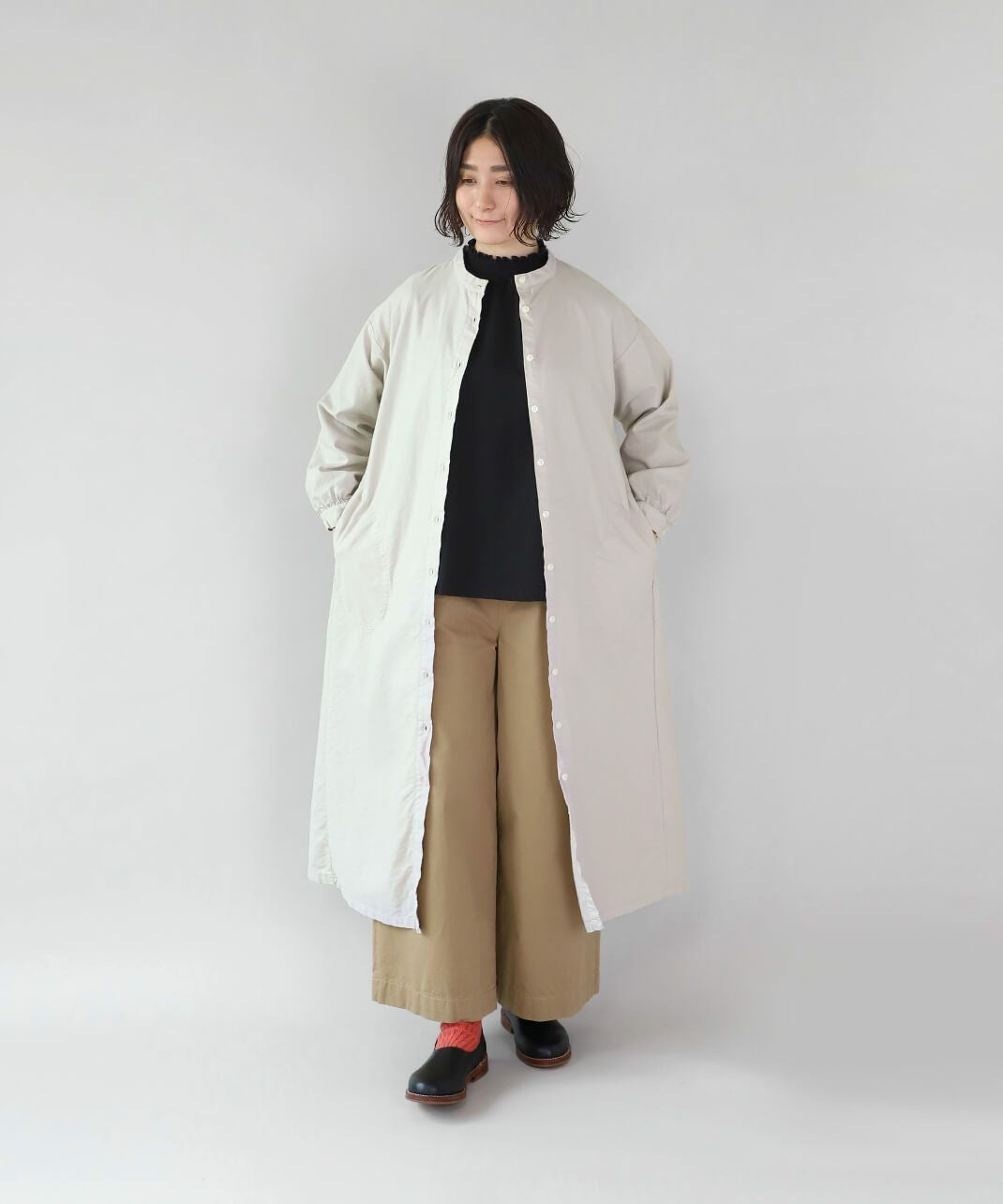 20%off】mumokuteki1枚でもインナーでも着られるシャーリングネック