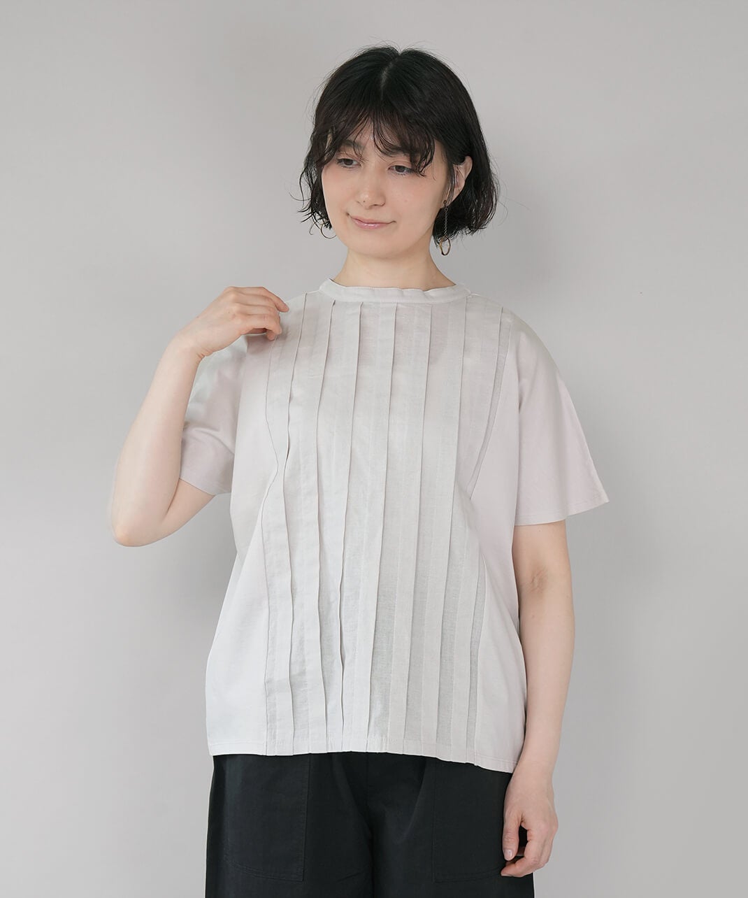 mumokuteki×LILASIC【WEB限定】ブラウスみたいなタック切替え