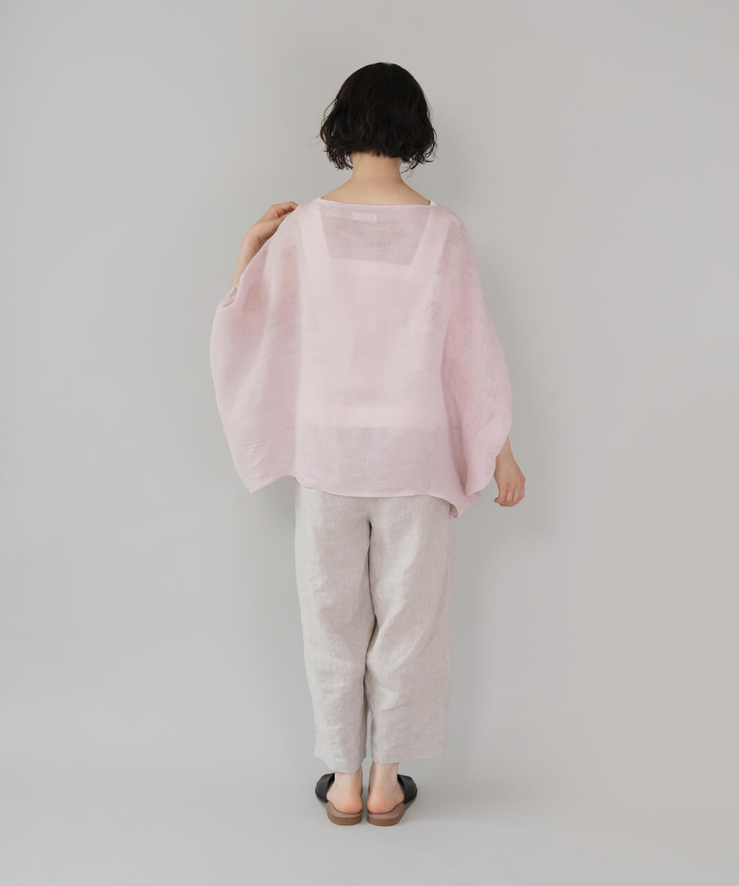 mumokuteki長さが選べる2サイズ展開のリネンコクーンパンツ
