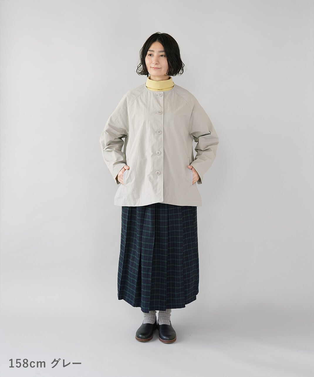 mumokuteki撥水加工ナイロンのノーカラージャケット | mumokuteki
