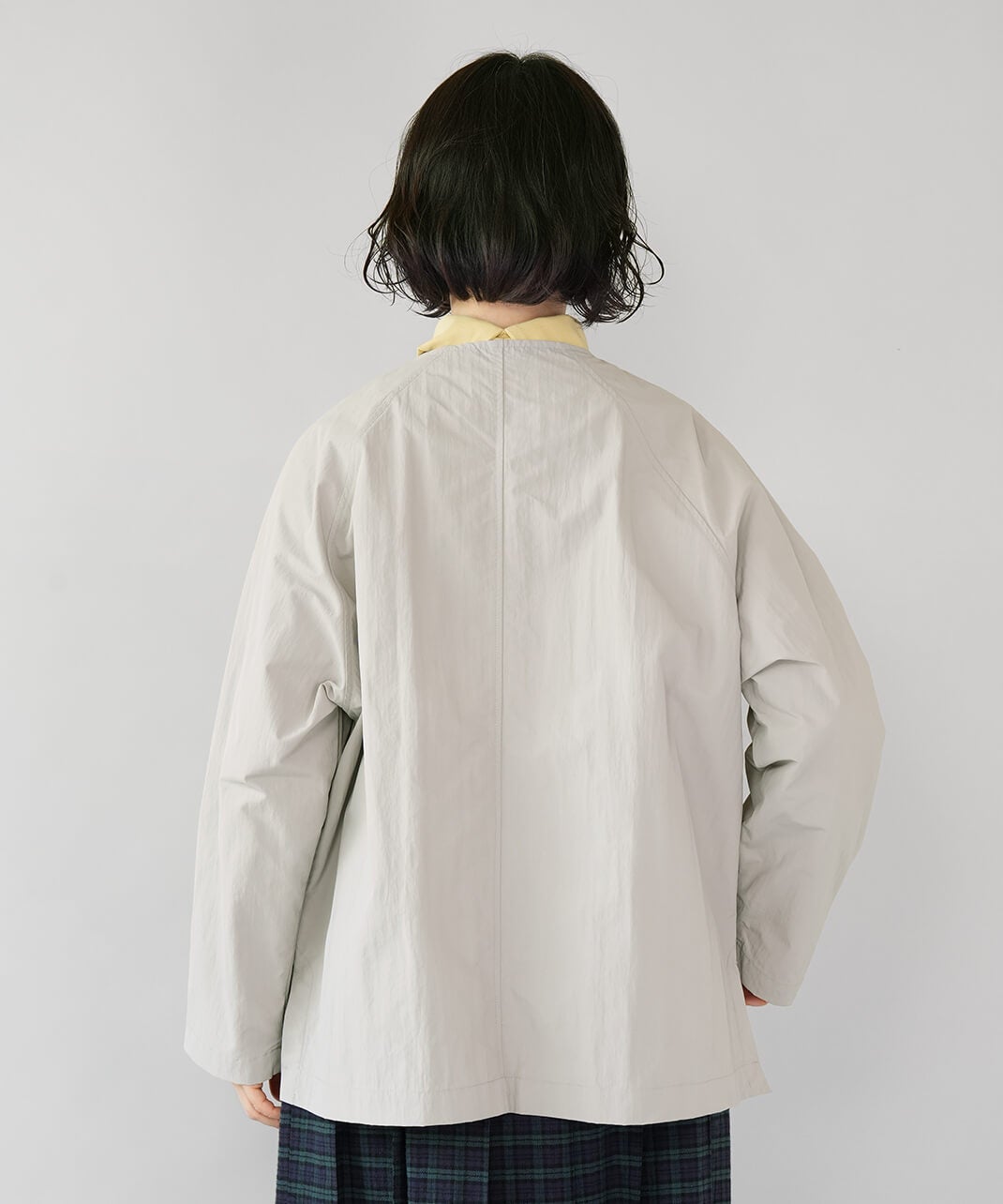 mumokuteki撥水加工ナイロンのノーカラージャケット | mumokuteki