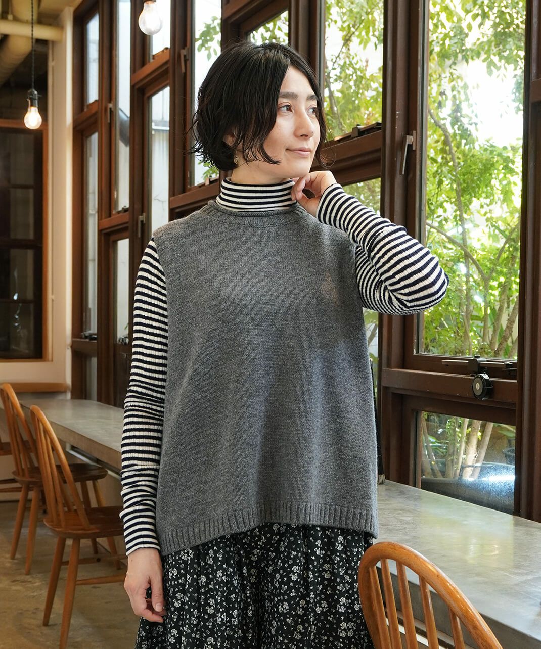 mumokutekiメリノウール100％うしろ開きニットベスト | mumokuteki