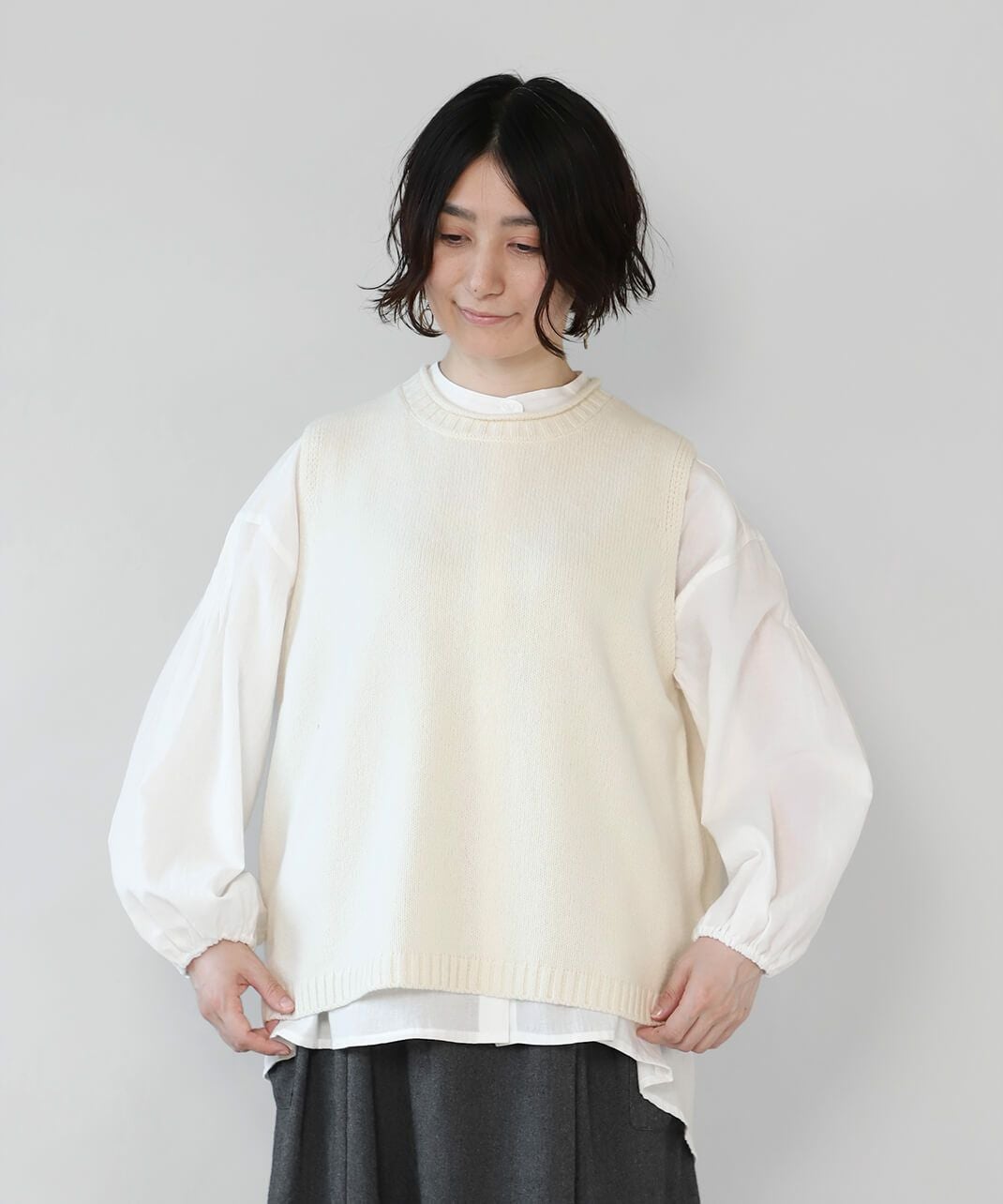 ANANAS ベスト ウール100% nofl】ウールニット前あきベスト 644003860 | ナチュラル服通販サイト nofl