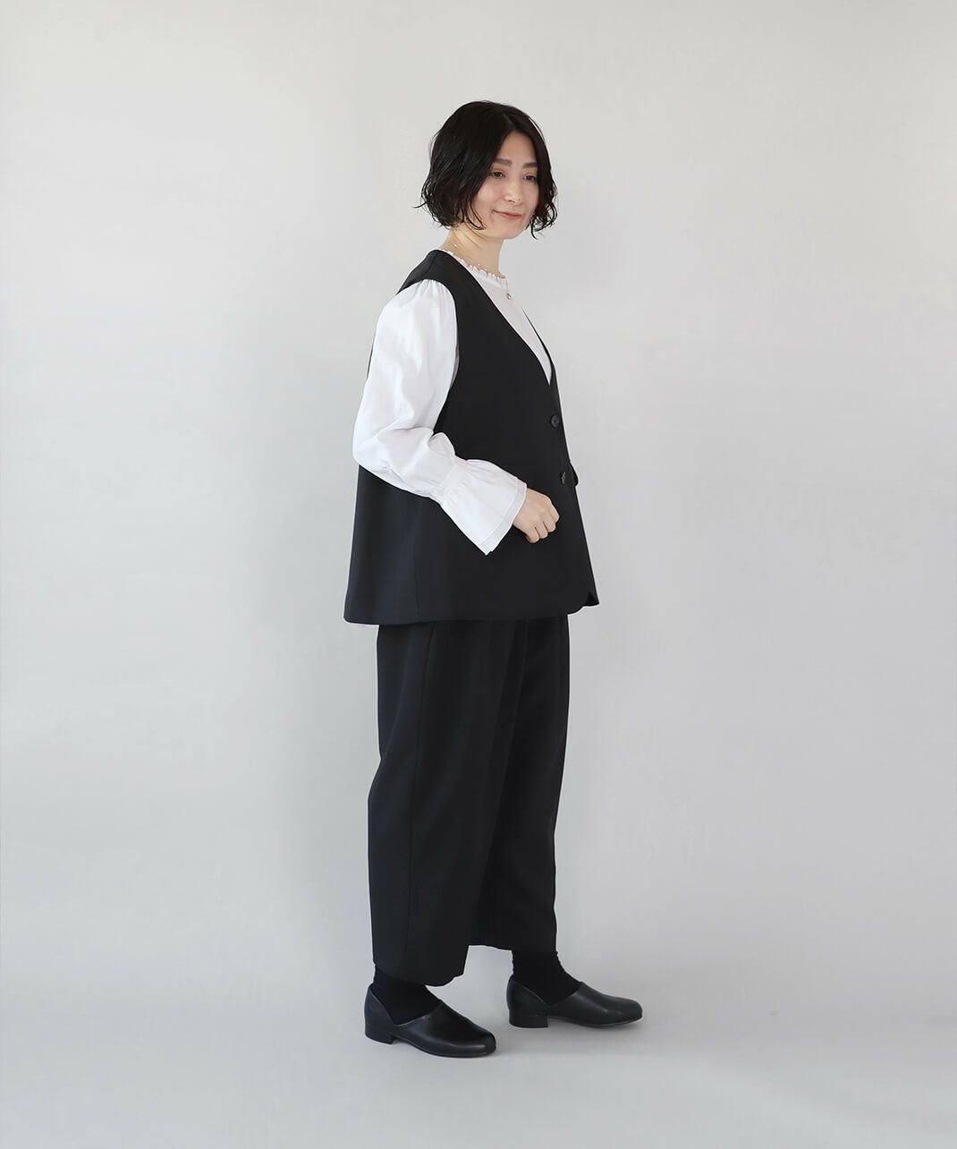 20%off】un cinqフォーマル対応イージーケア オックス生地タックワイド