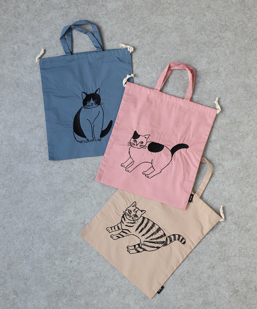 松尾ミユキEmbroidered Drawstring bag L | mumokutekiオンラインストア