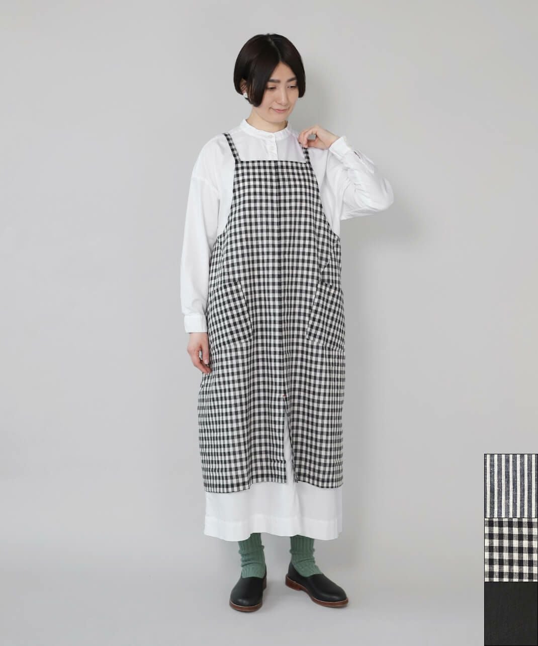 リネンエプロン　みーこ mumokutekiコットンリネンのフロントスリットエプロン | mumokuteki