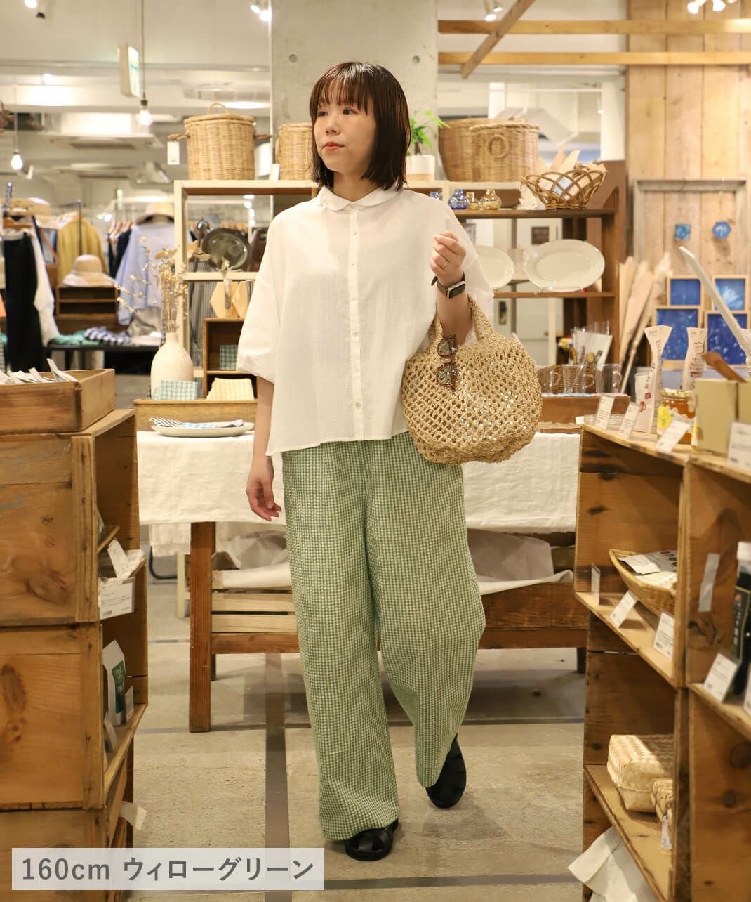 40%off】mumokutekiシアサッカーのギンガムチェックパンツ