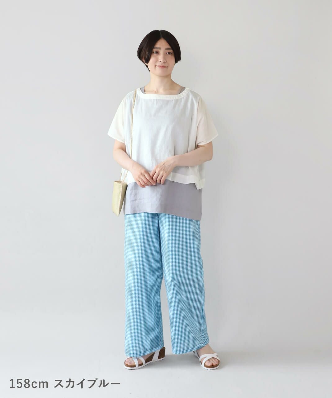 40%off】mumokutekiシアサッカーのギンガムチェックパンツ