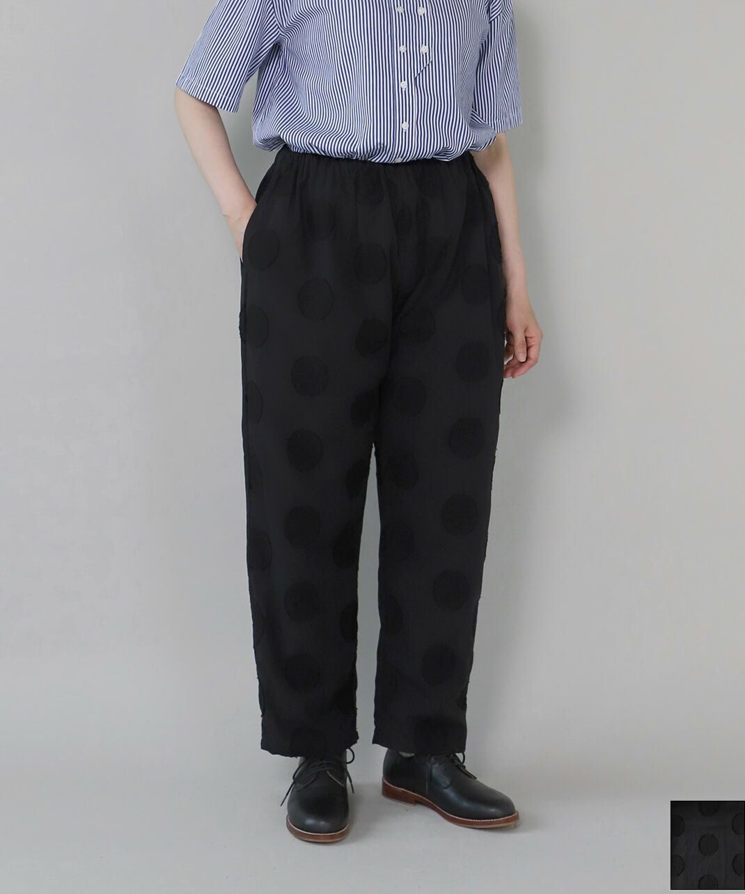 YURK geniet vanコットンリネンのドットジャガードパンツ | mumokuteki