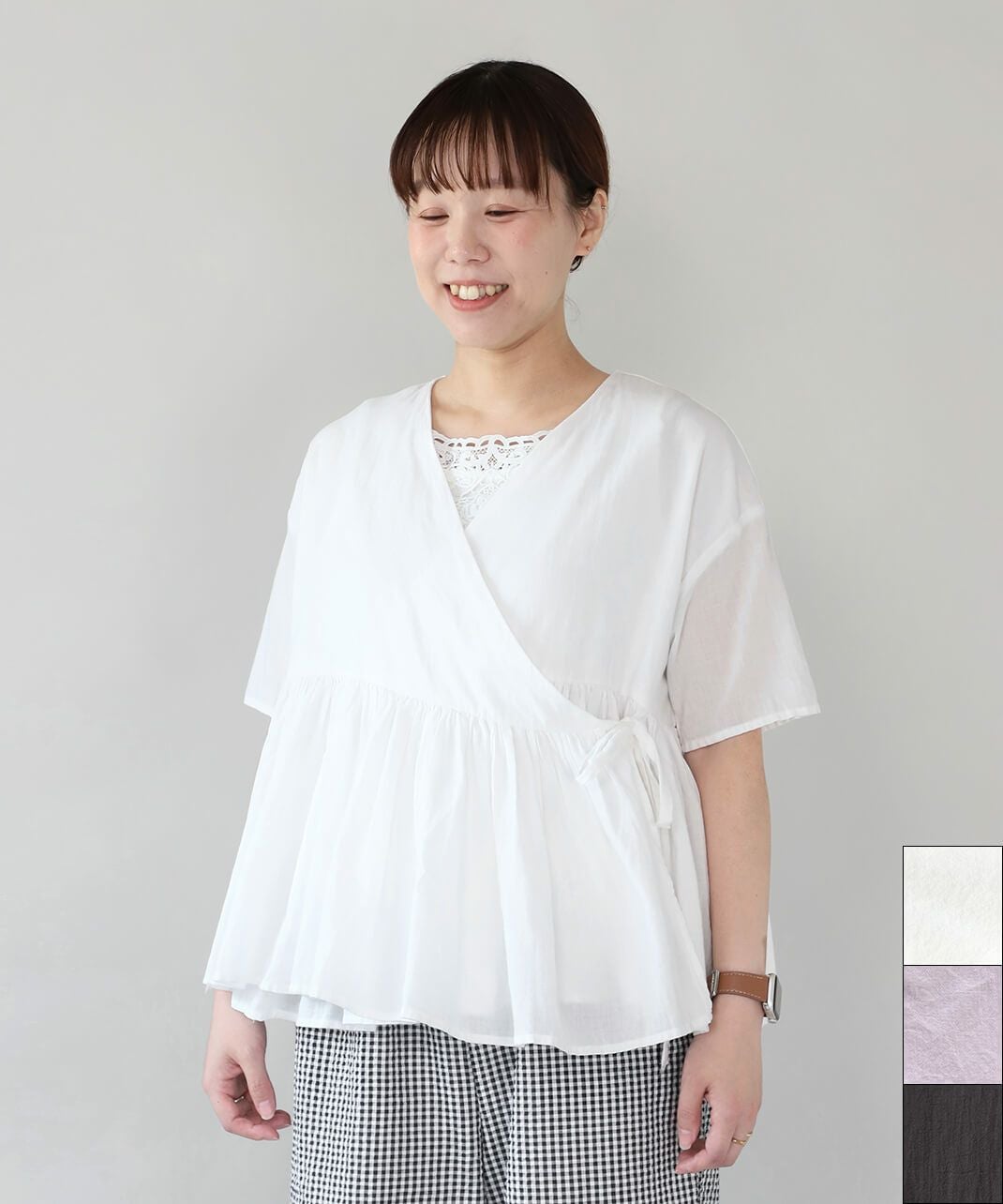 SOコットンボイルのカシュクールブラウス | mumokutekiオンラインストア