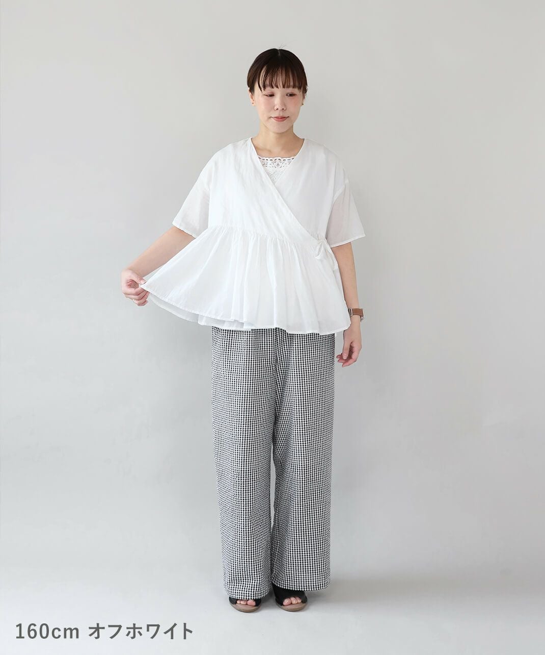TOUJOURS トゥジュー　カシュクールブラウス　コットンボイル　ベージュ SOコットンボイルのカシュクールブラウス | mumokutekiオンラインストア