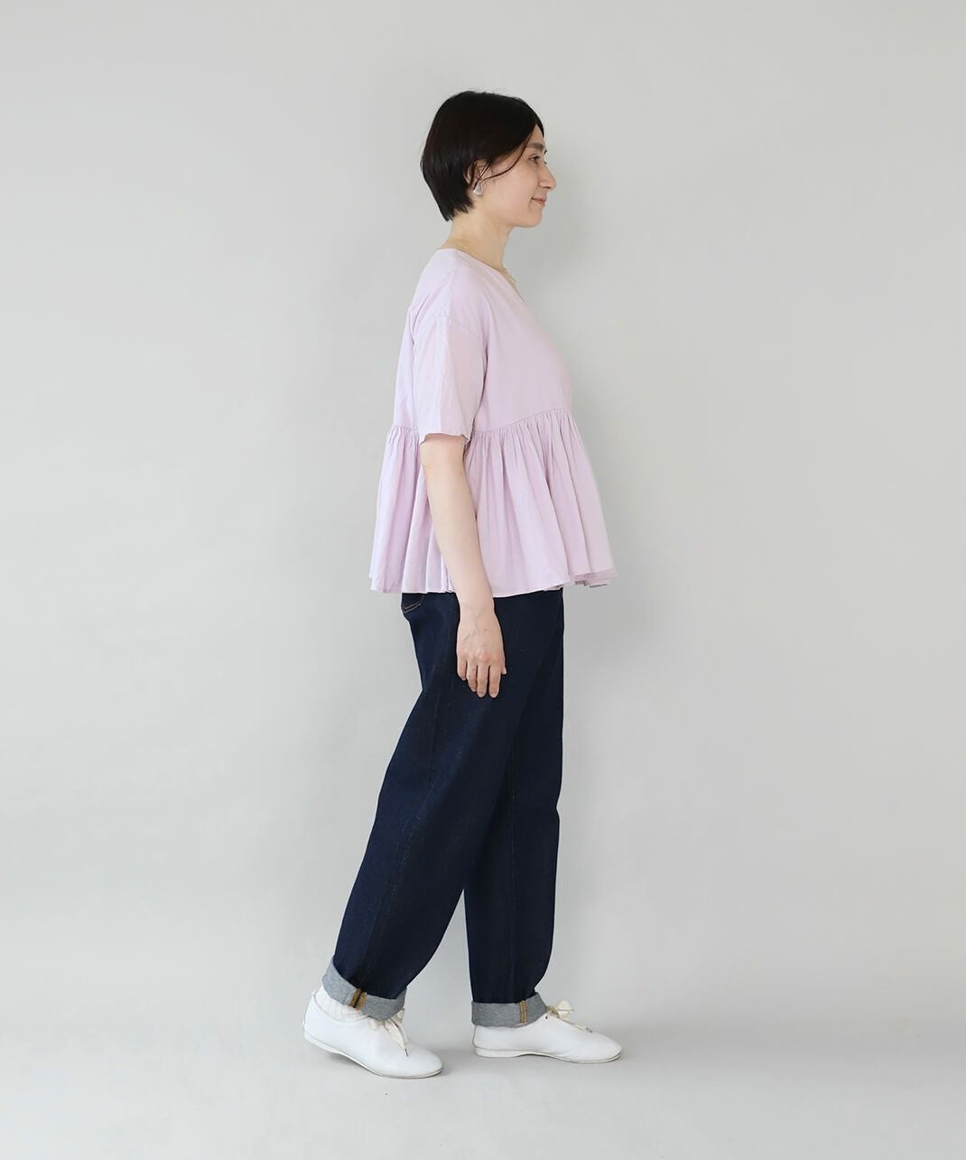 TOUJOURS トゥジュー　カシュクールブラウス　コットンボイル　ベージュ SOコットンボイルのカシュクールブラウス | mumokutekiオンラインストア