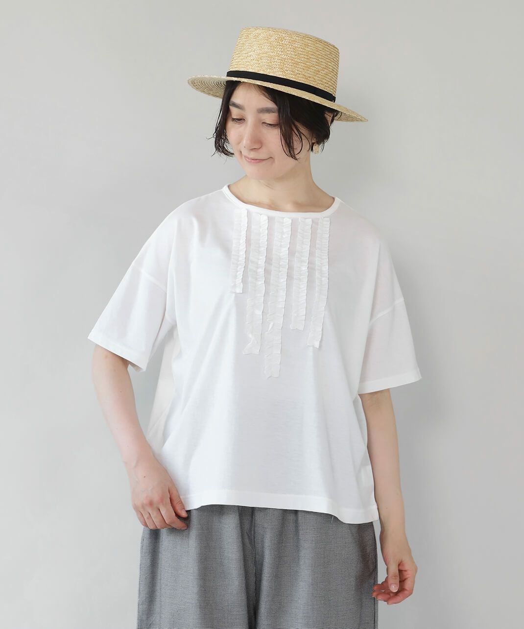 nachukara肌触りの良いソフト天竺のフリルTシャツ | mumokuteki