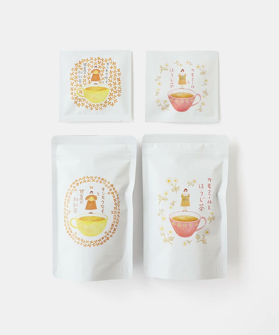茶楽キンモクセイと甘夏の和紅茶カモミールとほうじ茶 | mumokuteki