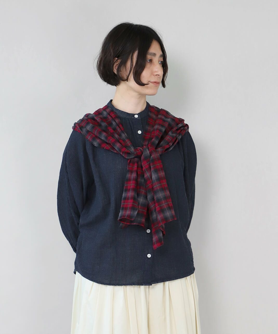 30%off】mumokutekiコットンチェックストール | mumokutekiオンライン