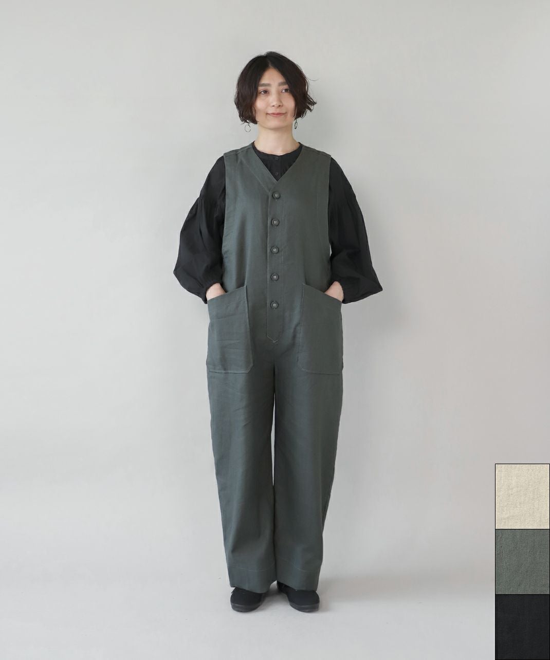 30%off】blue willowリネンのリボンサロペット | mumokutekiオンライン