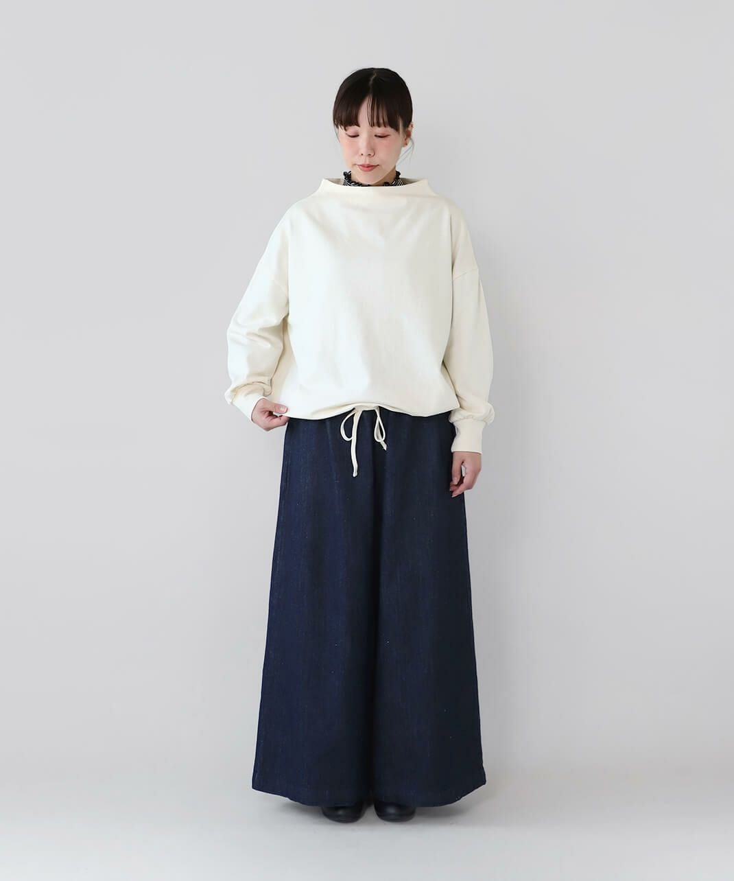 08Mabコットンリネンデニムのワイドパンツ | mumokutekiオンラインストア
