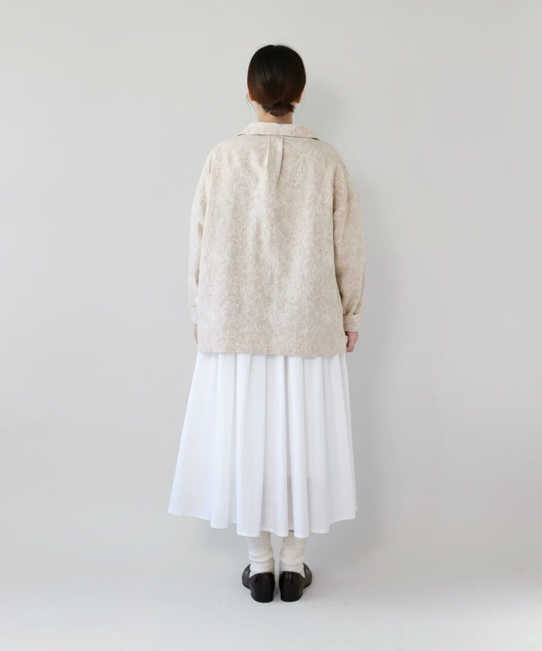 20%off】ista-ireコットンリネンの花柄ジャガードリボンジャケット