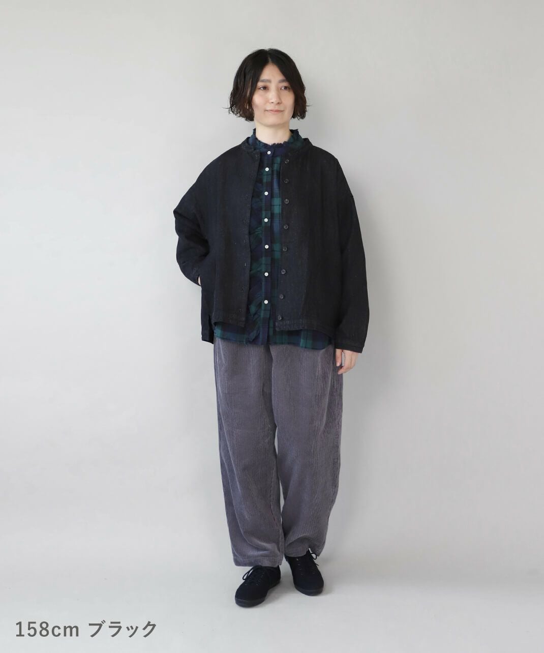 mumokutekiコットンリネンデニムのマオジャケット | mumokuteki