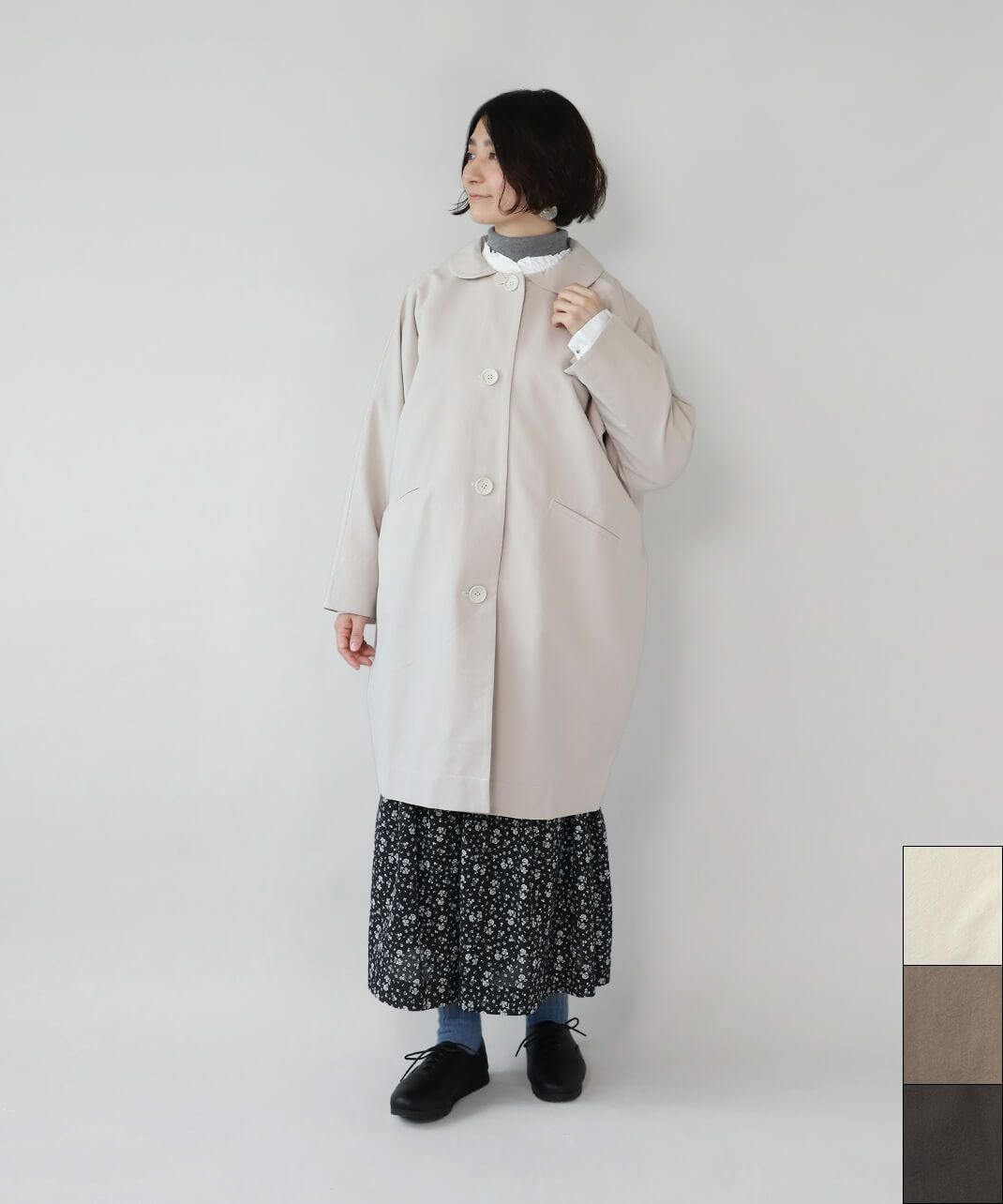 mumokutekiコットンナイロンの丸襟コート | mumokutekiオンラインストア