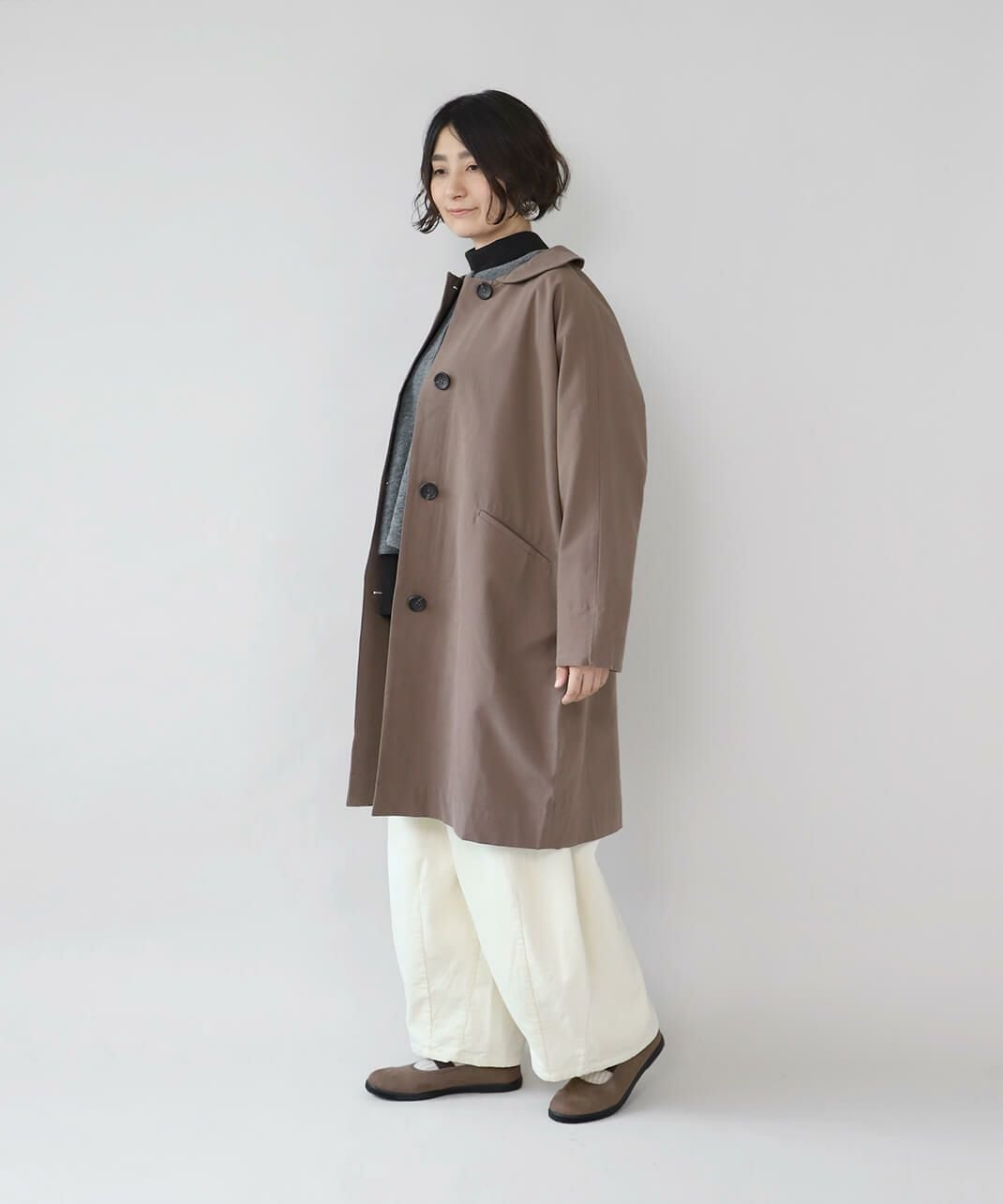 mumokutekiコットンナイロンの丸襟コート | mumokutekiオンラインストア