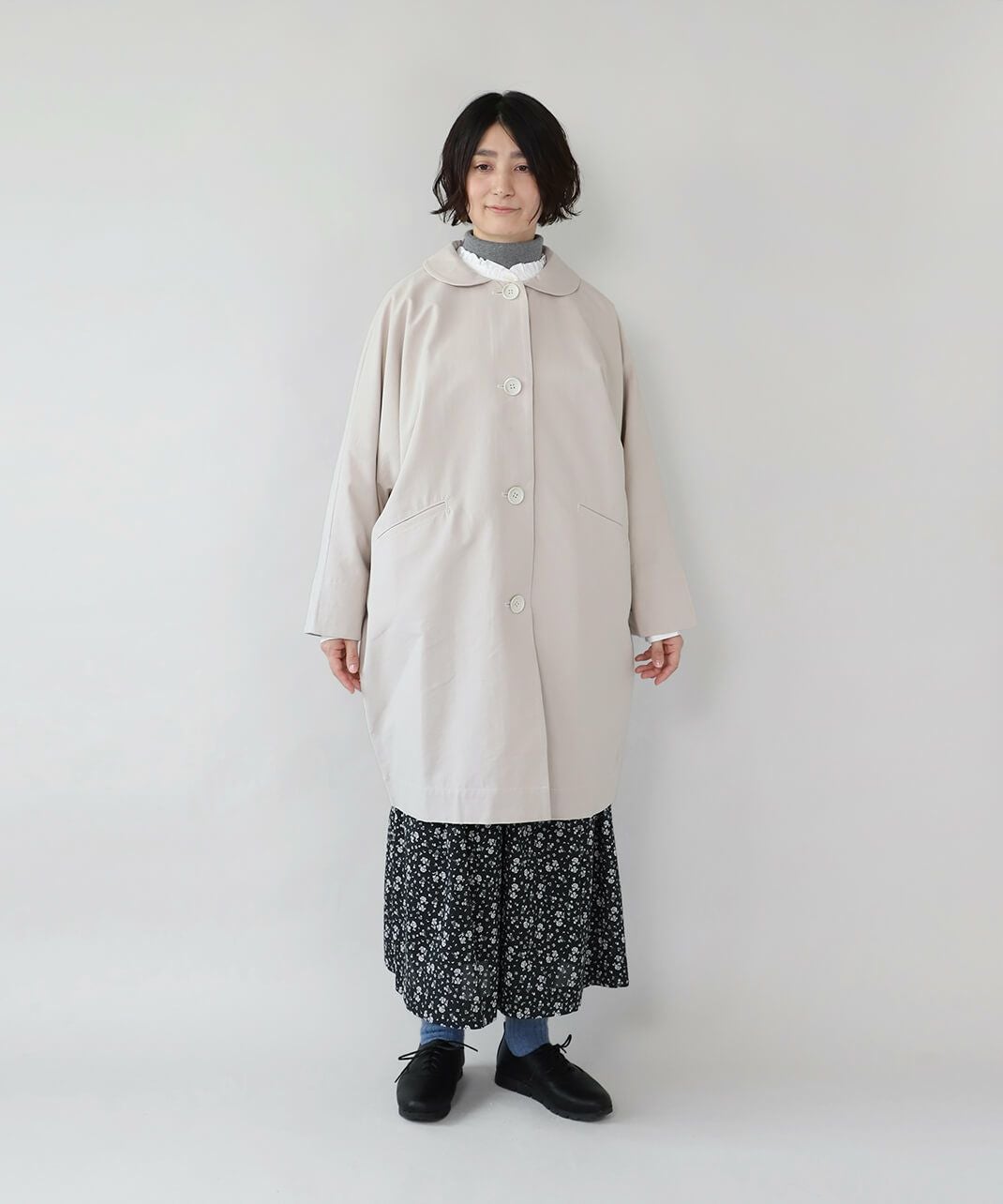 mumokutekiコットンナイロンの丸襟コート | mumokutekiオンラインストア