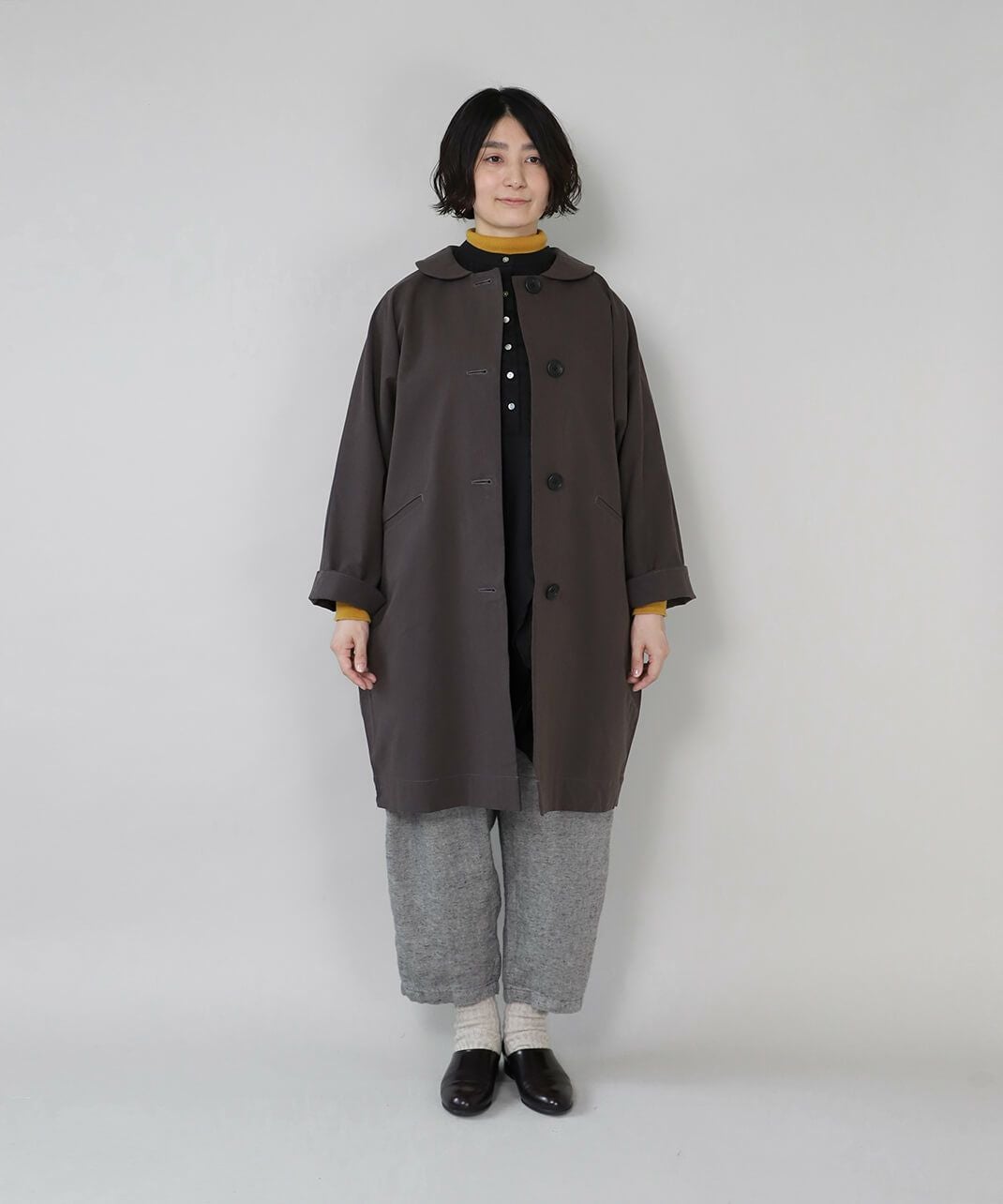 mumokutekiコットンナイロンの丸襟コート | mumokutekiオンラインストア
