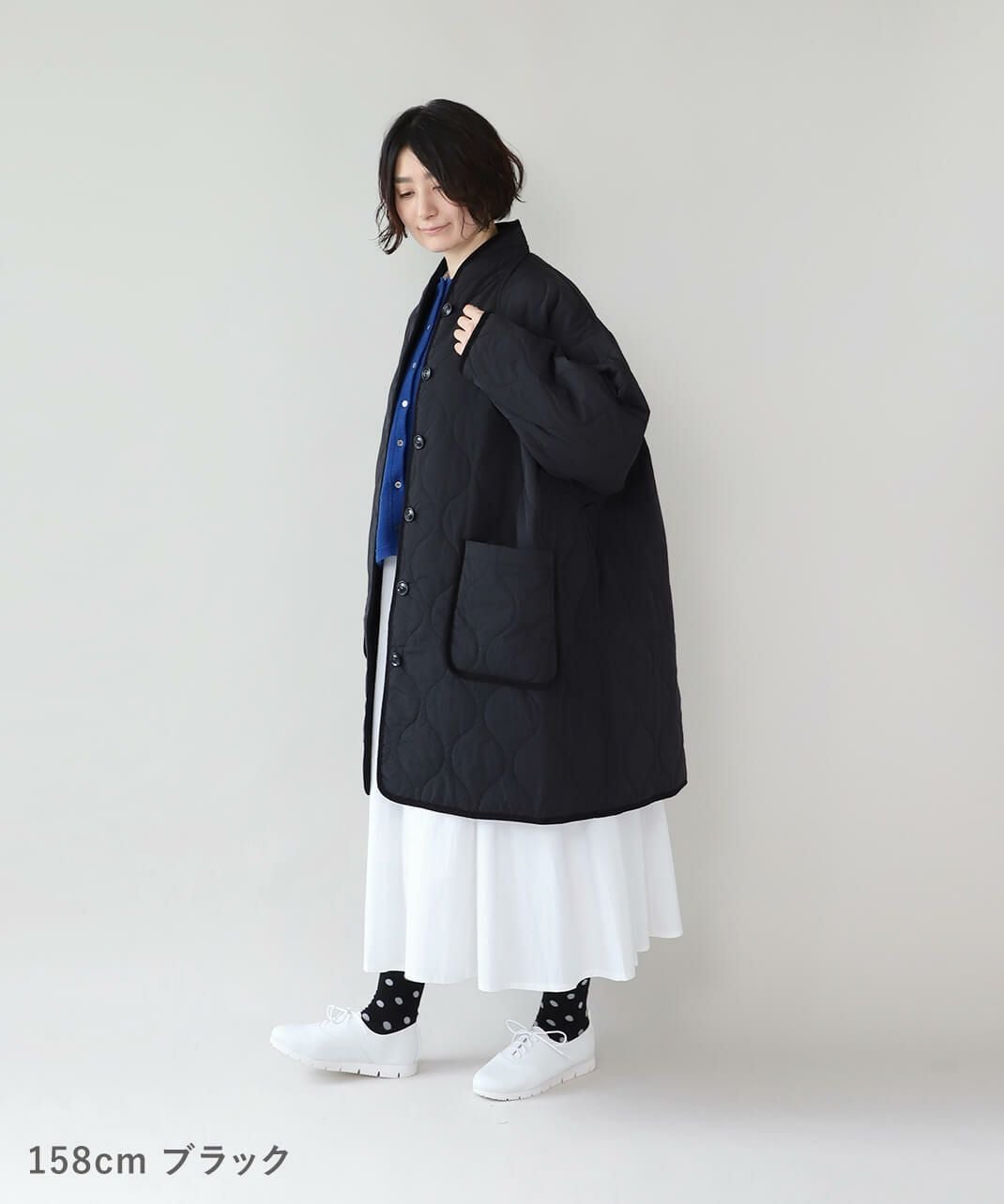 YURK geniet vanショールカラーのパイピングキルティングコート