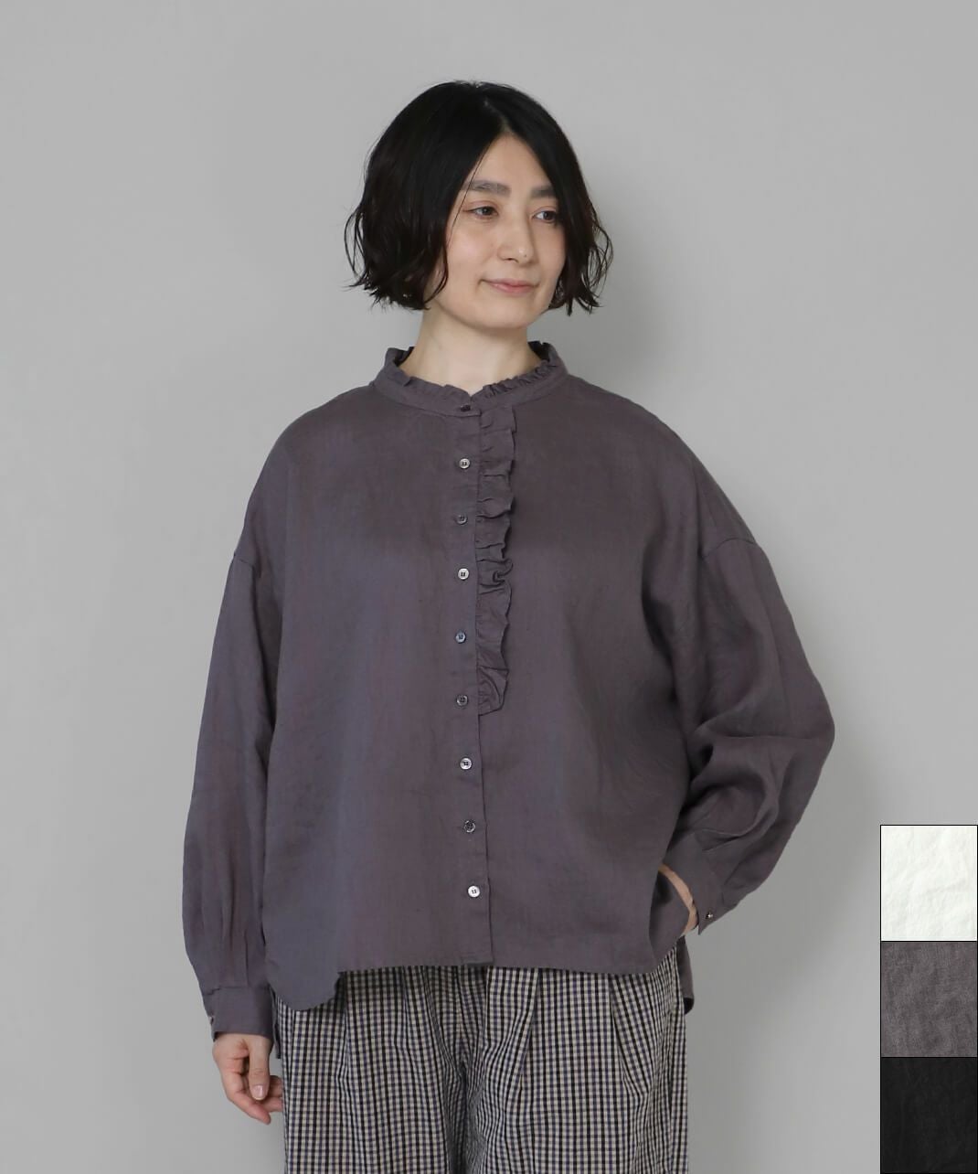 YURK geniet vanリネンのワイドフリルブラウス | mumokutekiオンライン