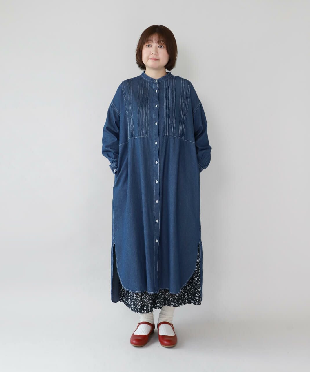 Noiaやわらかいデニムのピンタックワンピース | mumokutekiオンライン