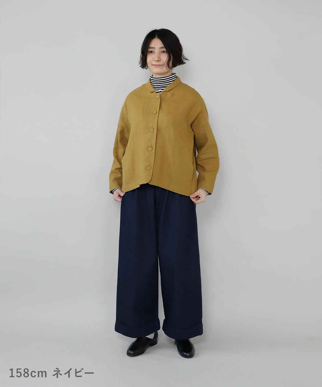 mumokutekiやわらかいデニムのロールアップワイドパンツ | mumokuteki