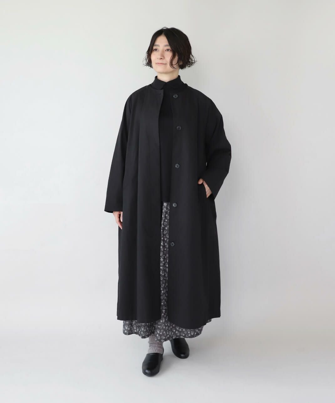HEAVENLYコットンツイルのアンブレラヨークロングコート | mumokuteki