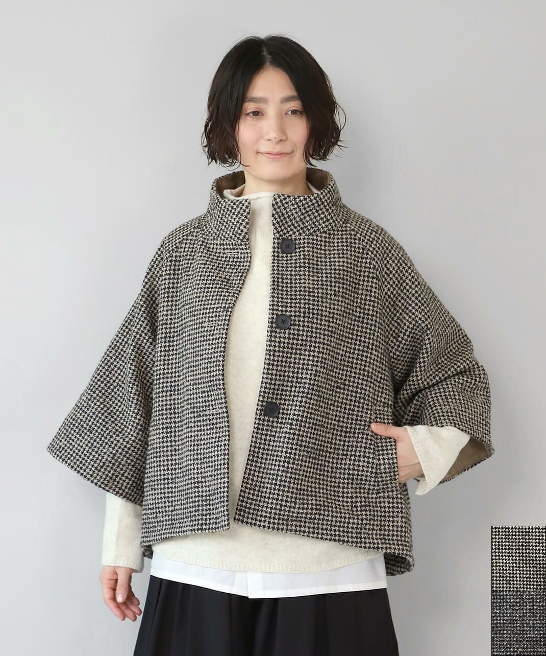 bless n° ブレス　オイルド　チェック　ポンチョ　アーカイブ　ヴィンテージ LE CIEL A TEMPS DOUXクラシカルチェック柄のポンチョシルエットコート