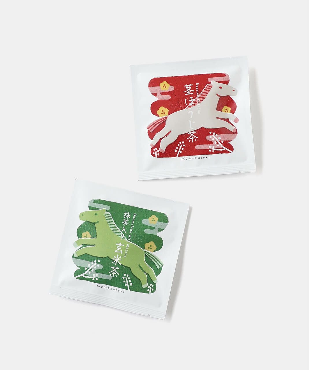 mumokuteki2026年干支茶茎ほうじ茶・抹茶入り玄米茶 | mumokuteki