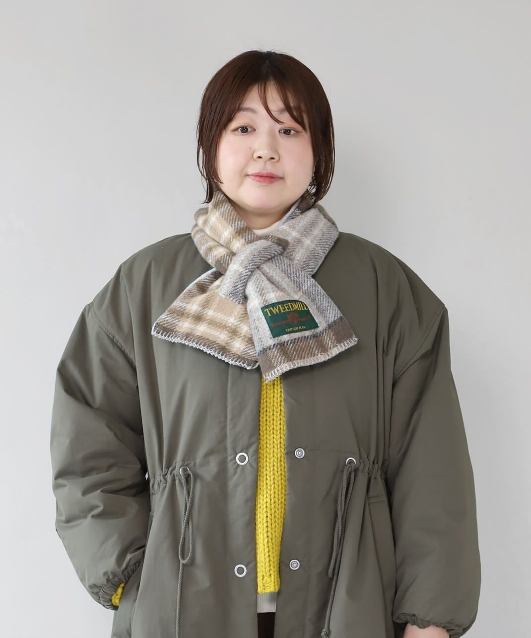 新品未使用⭐︎TWEEDMILL ウール100% チェックマフラー TWEEDMILL(ツイードミル)大判ピュアウールストール マフラー