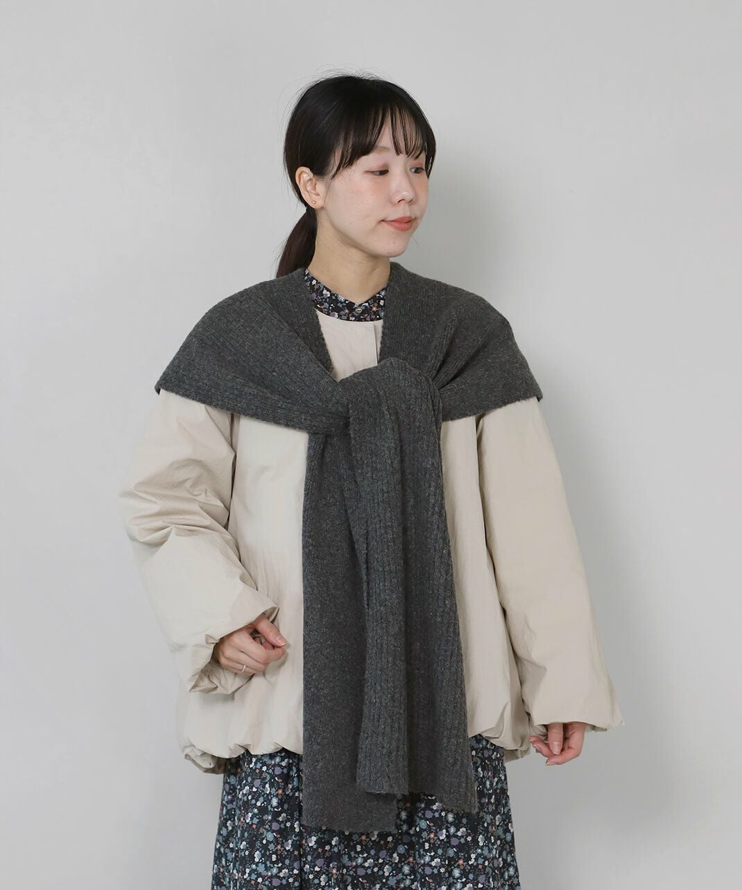 50%off】mumokuteki軽やかであたたかいウール混ロングショール