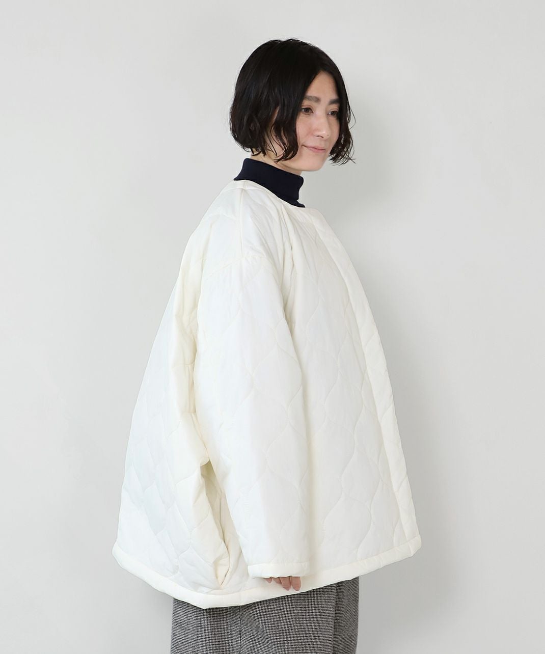 50%off】mumokuteki軽い中綿のワイドキルティングジャケット