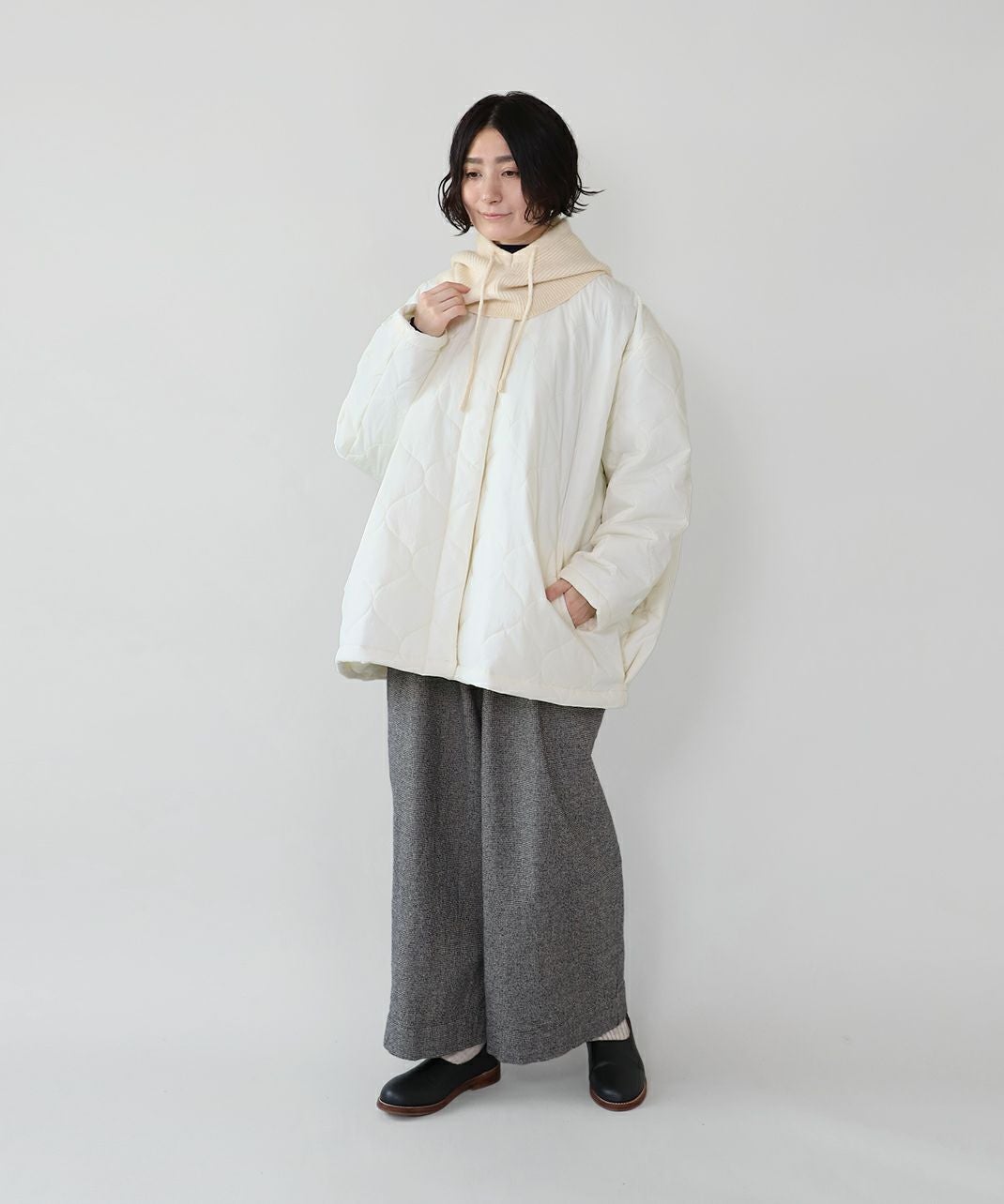 50%off】mumokuteki軽い中綿のワイドキルティングジャケット