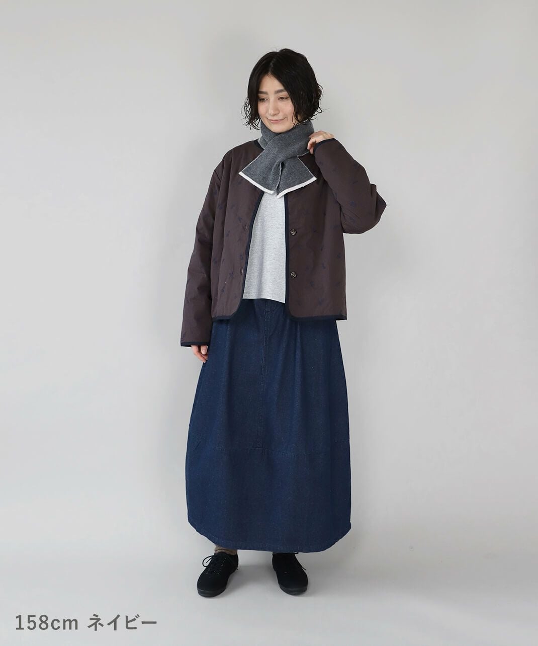 mumokuteki柔らかいデニムのギャザーバルーンスカート | mumokuteki