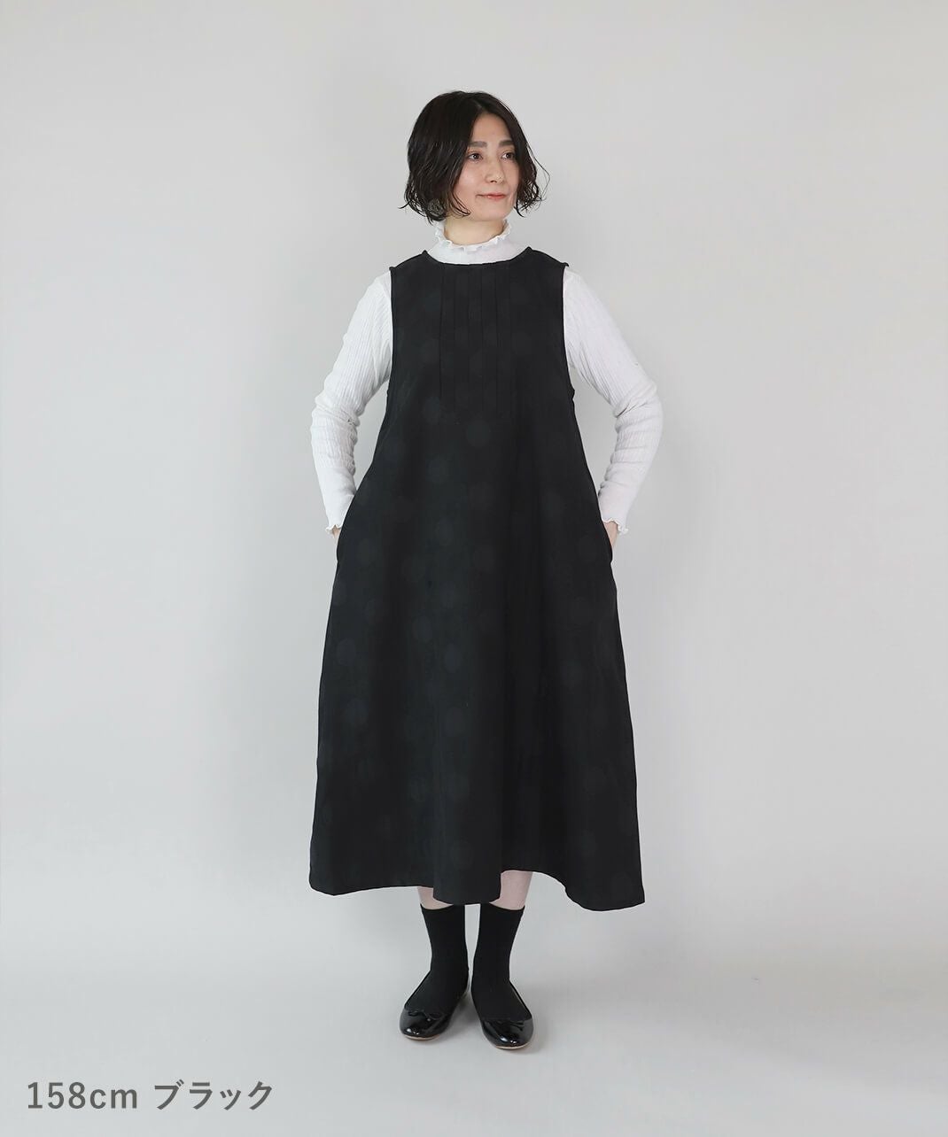 30%off】mumokutekiジャガードドットのノースリーブワンピース