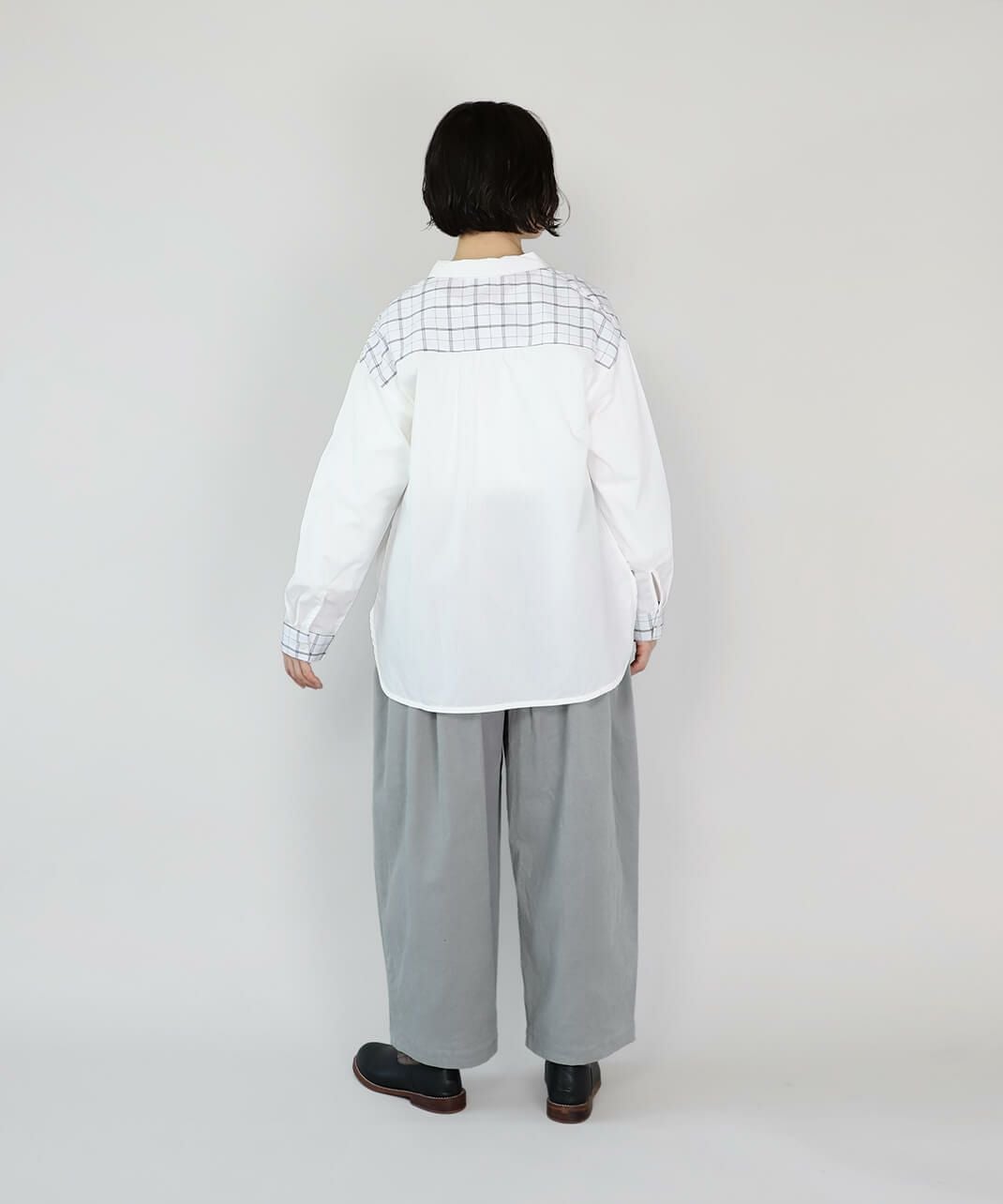 mumokuteki先染めコットンのパッチワークブラウス | mumokuteki mumokuteki先染めコットンのパッチワークブラウス | mumokuteki