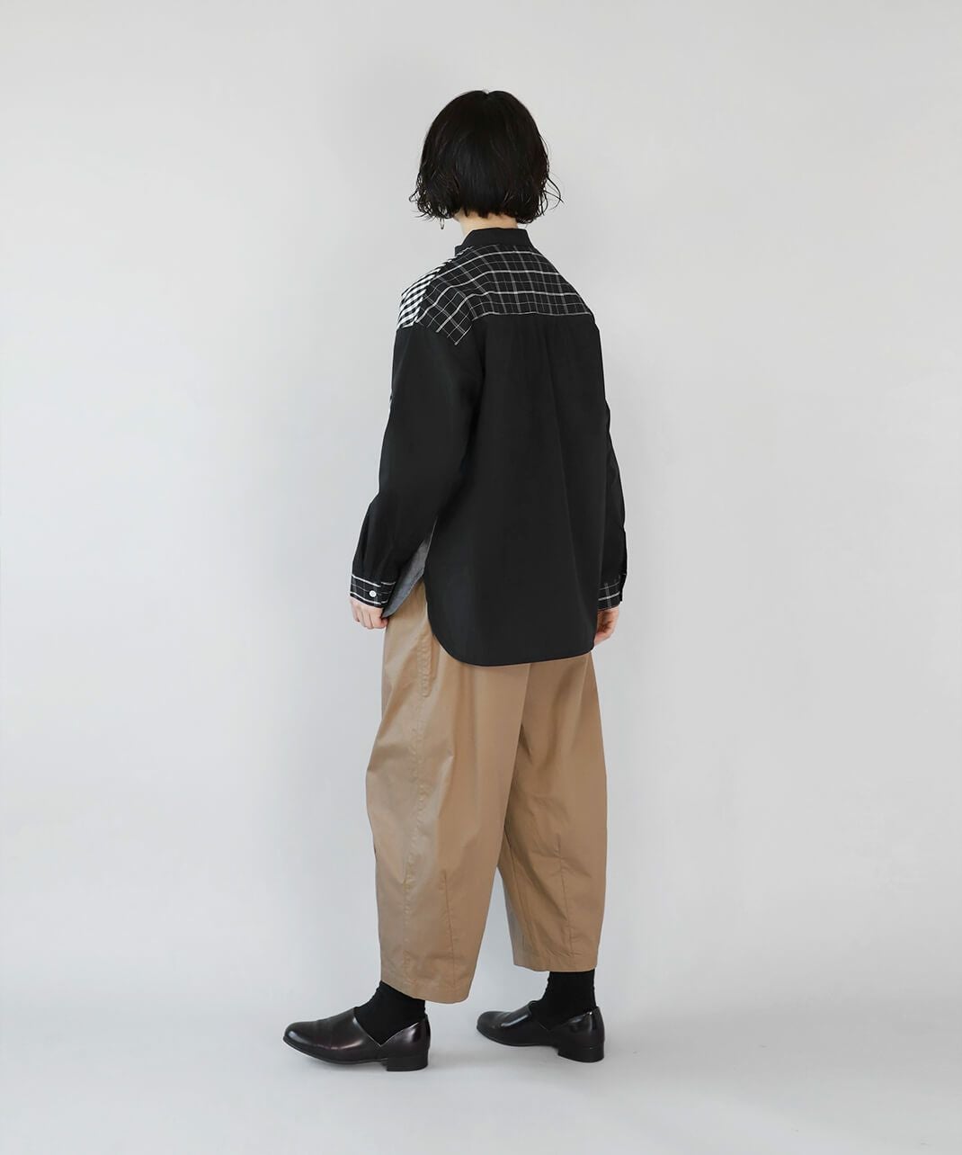 mumokuteki先染めコットンのパッチワークブラウス | mumokuteki mumokuteki先染めコットンのパッチワークブラウス | mumokuteki