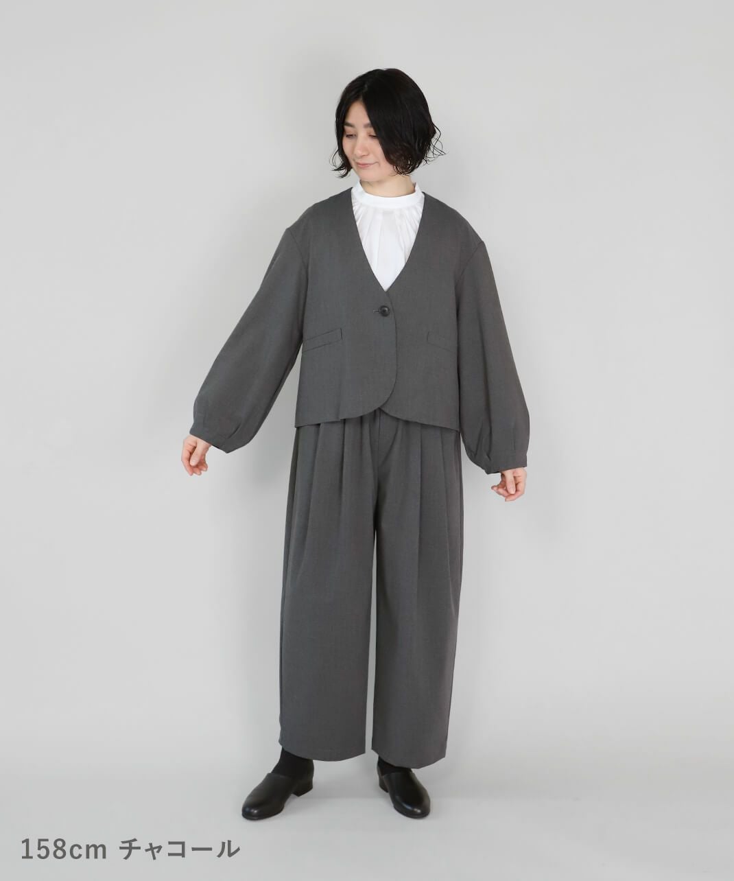 un cinqフォーマル対応Vネックバルーン袖ジャケット | mumokuteki
