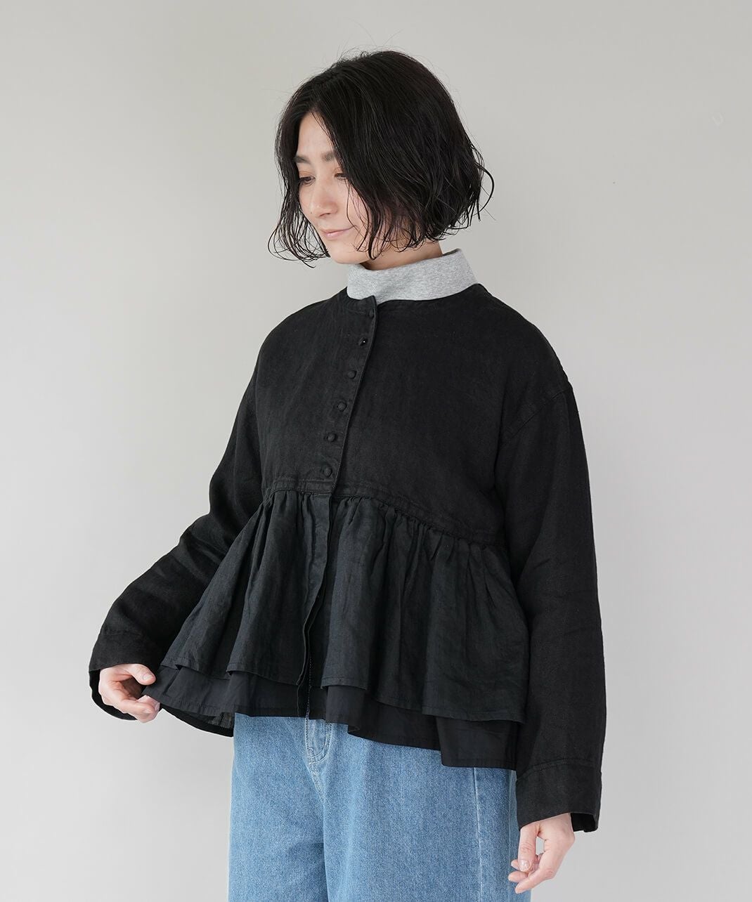 20%off】UNPLEヘビーリネンツイルのペプラムジャケット | mumokuteki
