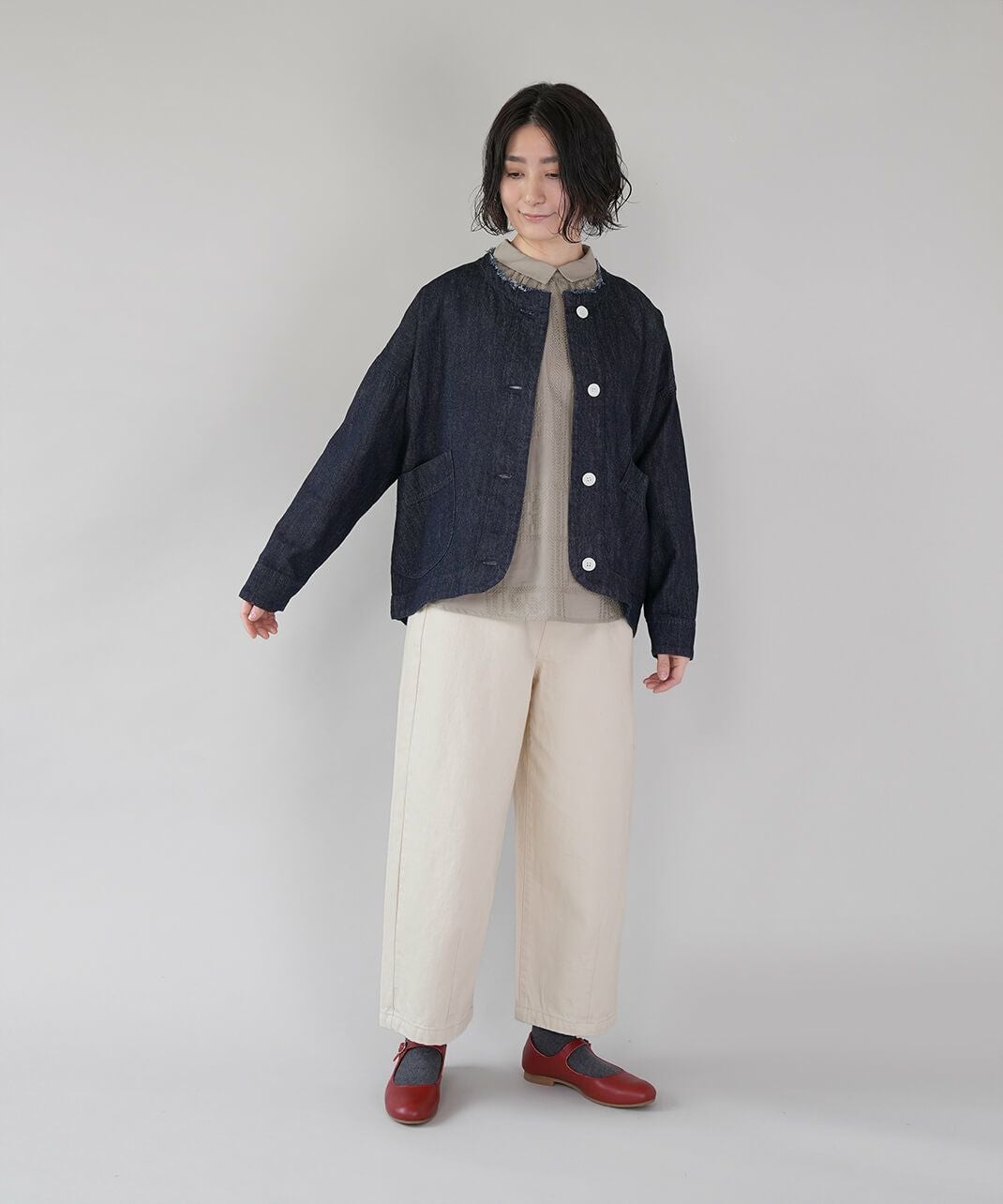 30%off】UNPLEリネンミックスタイルモチーフの刺繍ブラウス