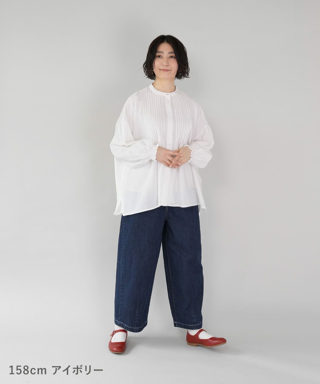 20%off】mumokutekiやわらかいコットンのピンタックブラウス