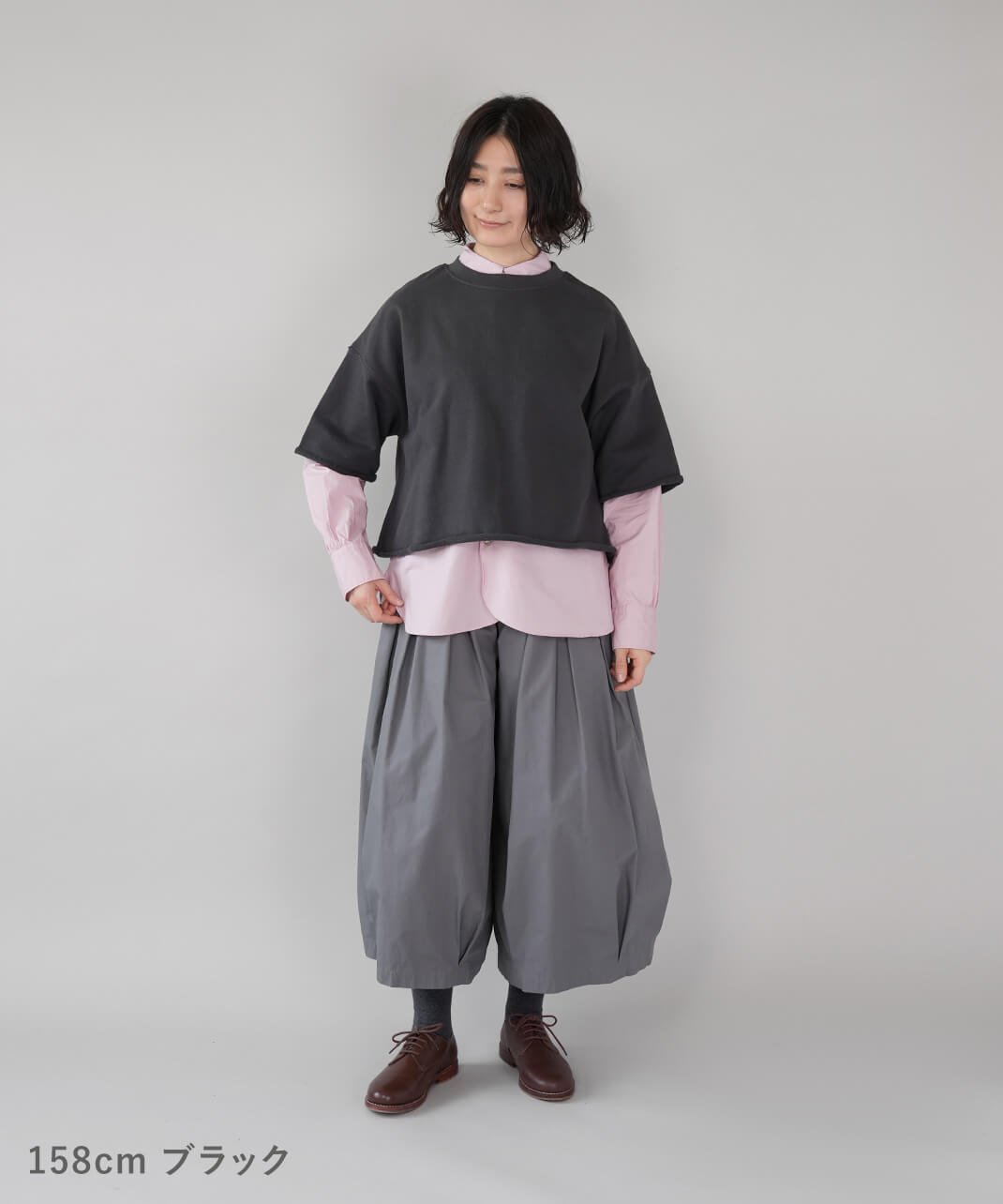 mamu スウェットプルオーバー mumokuteki裏毛スウェットの5分袖ワイドプルオーバー | mumokuteki